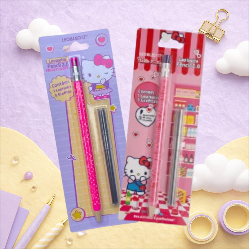 Lapiseira Pencil 2.0 Hello Kitty | 1 Lapiseira + 5 Grafites | Leo&Leo em Oferta na Shopee