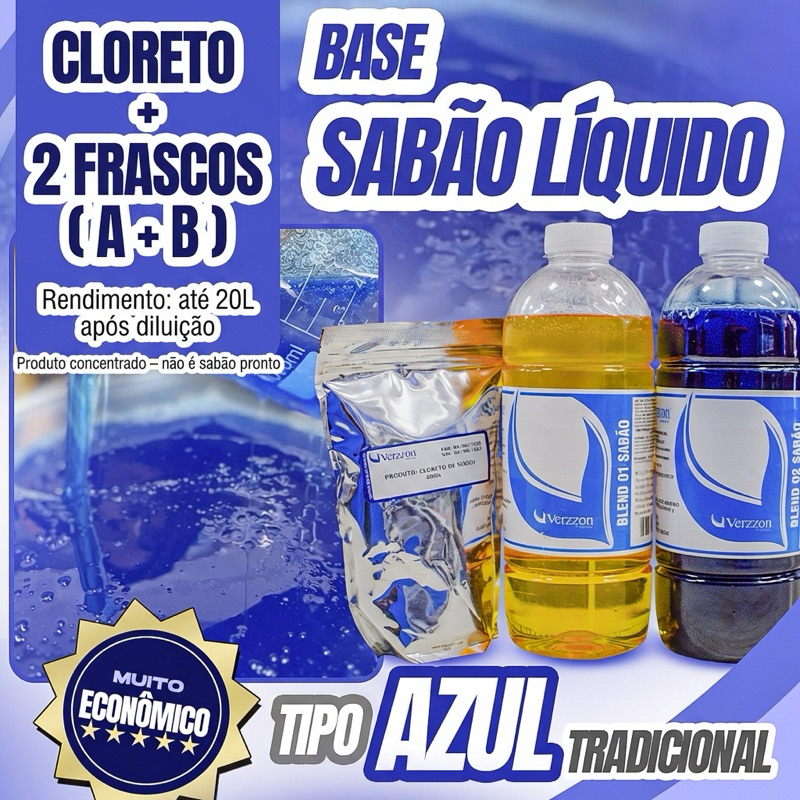 Base Sabao Liquido Azul Tradicional Linha Premium 20L Verzzon em Oferta na Shopee