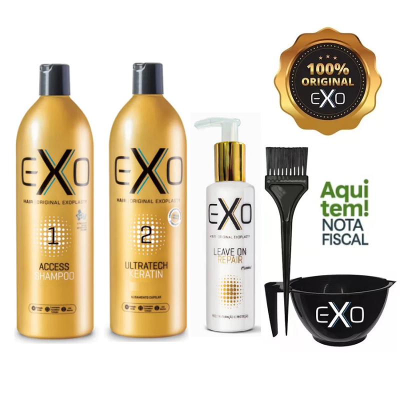 Kit Exo Hair Exoplastia Ultratech Exoplastia Capilar Profissional 2 X 500ml + Leave On Repair 140 ml