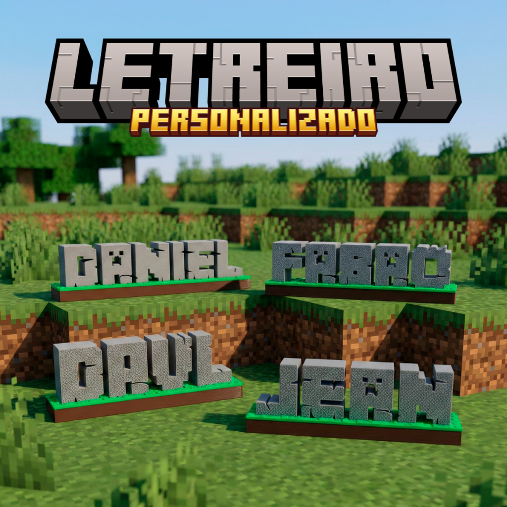Letreiro Personalizado Minecraft Decoração Festas Quartos Setup Temático em Oferta na Shopee