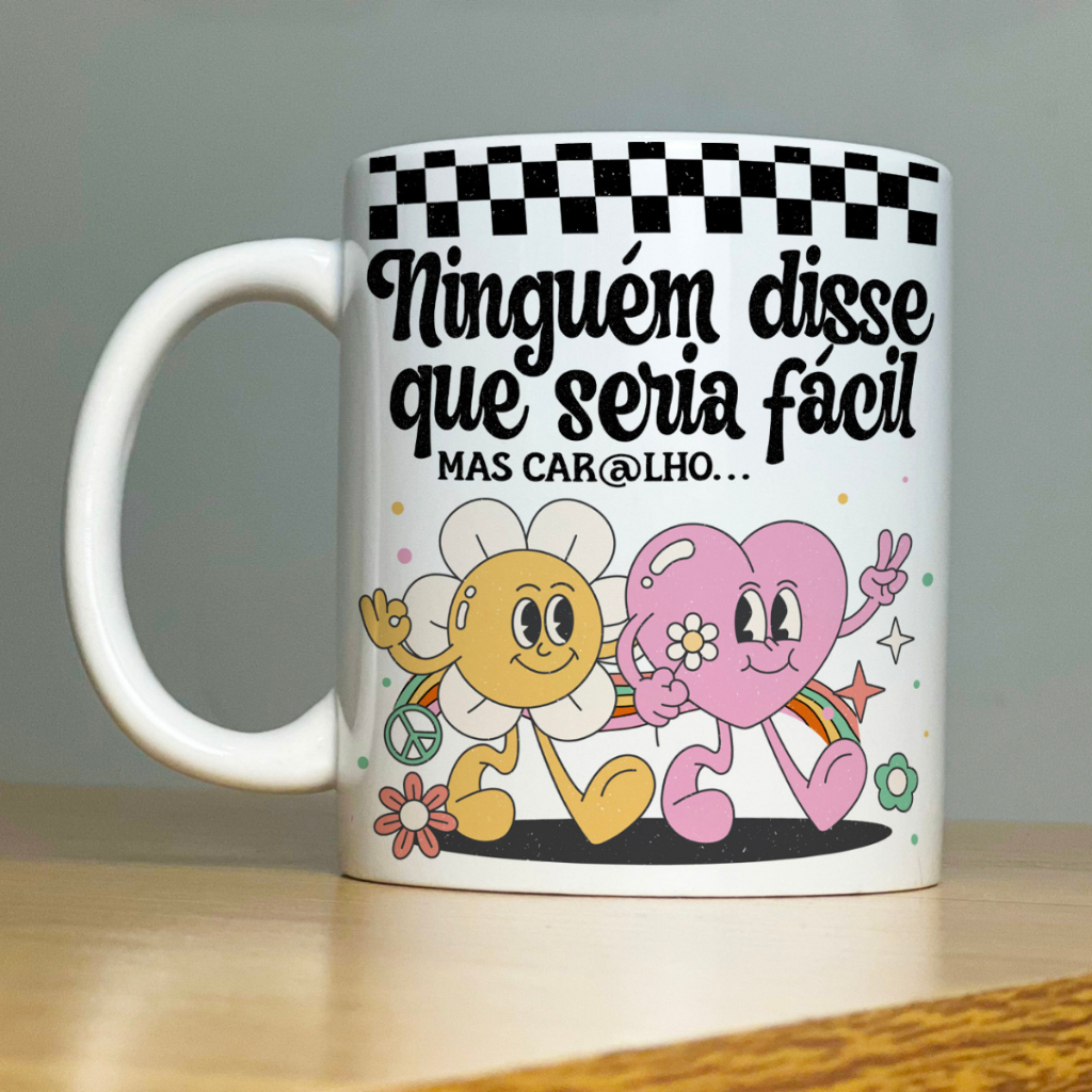 Caneca Abacaxi Sublimático Vibes 300ml Porcelana Estampada Colorida Tropical Presente Criativo Café