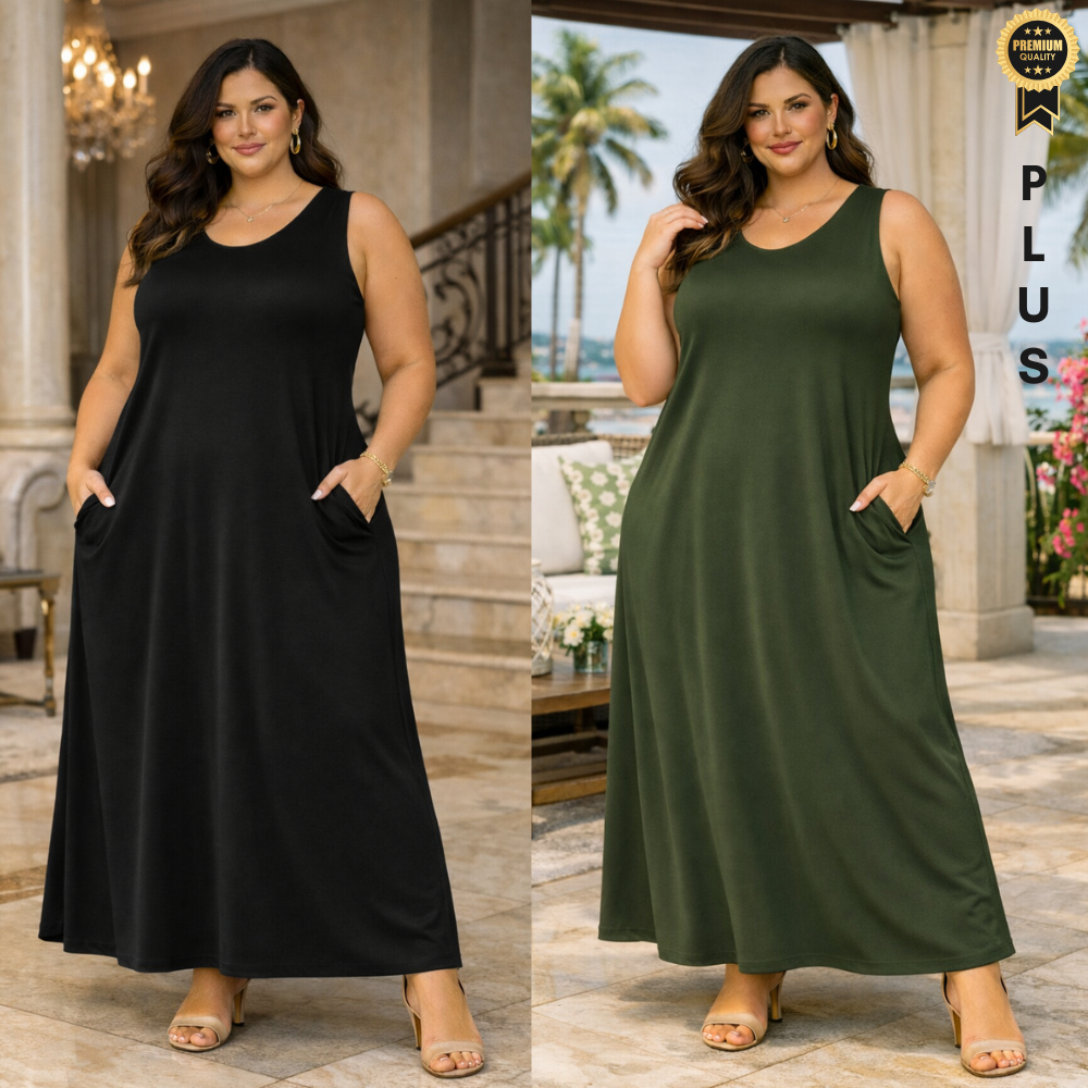 vestido REGATA PLUS SIZE feminino longo preto elegante viscolycra vestidos plu size confort soltinho em Oferta na Shopee
