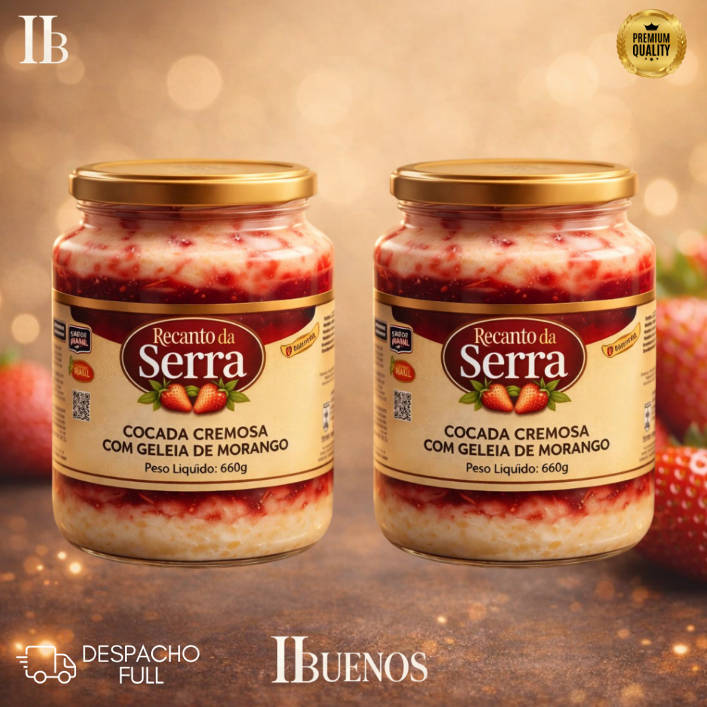Cocada Cremosa com Geleia de Morango 660g - Recanto da Serra (Monte Seu Kit)