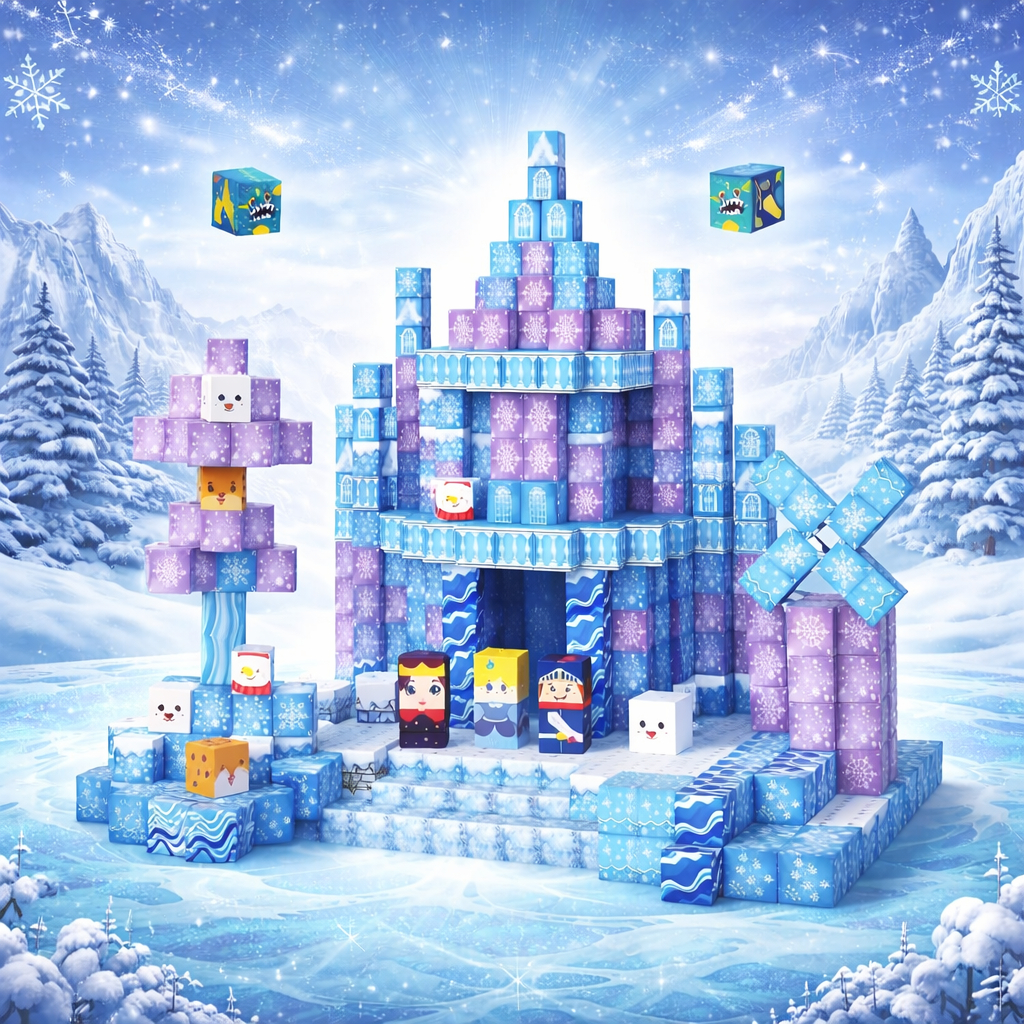 Brinquedo Educativo Bloco Magnético Infantil Kit 100 Peças Fazenda Criativa, Princesas Menino e Menina