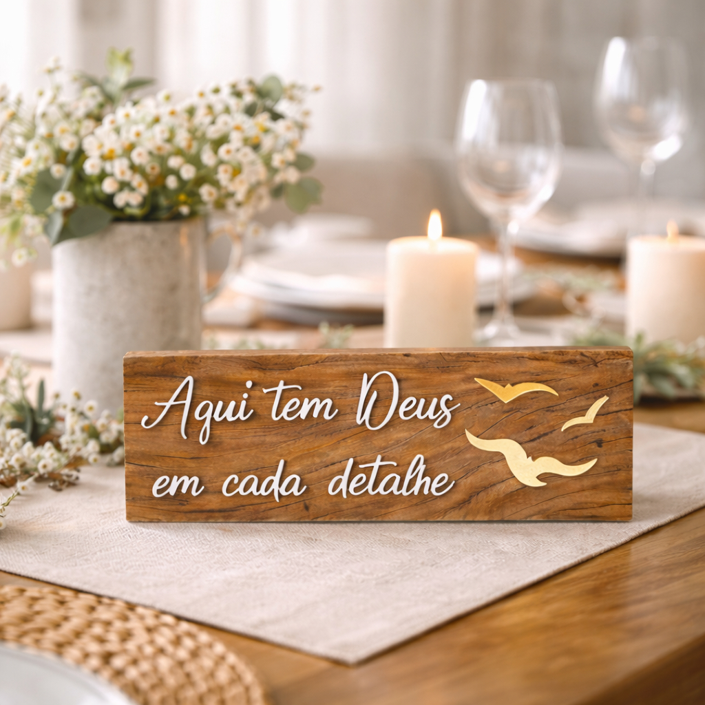 Enfeite Decorativo Cristão em Madeira | Placa Frase Religiosa para Lar, Presente Religioso em Oferta na Shopee