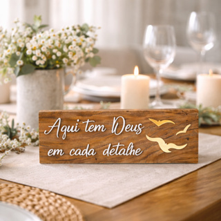 Enfeite Decorativo Cristão em Madeira | Placa Frase Religiosa para Lar, Presente Religioso em Oferta na Shopee