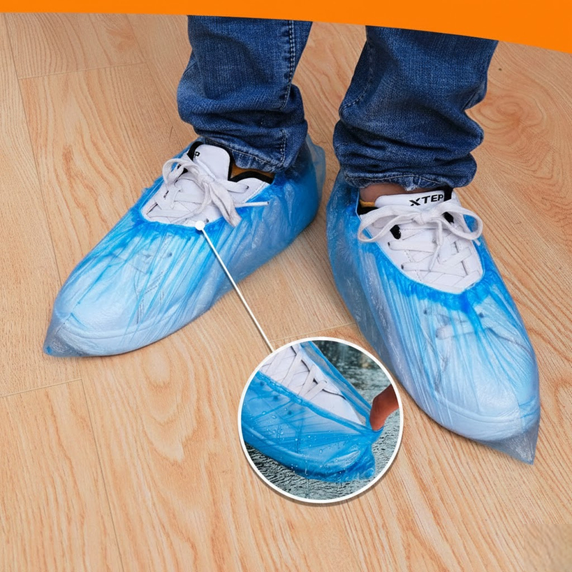 Kit 40 a 200 Peças Protetor Plástico Impermeável De Sapatos Sapatilhas Descartáveis Propé 30x15CM