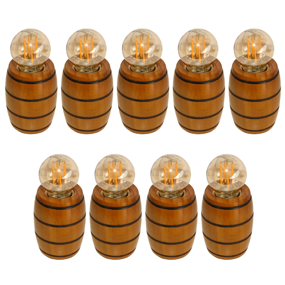 Kit 9 Soquetes Bocais para Lustres Roda de Carroça Decorações Colonial Madeira Maciça - Cerejeira