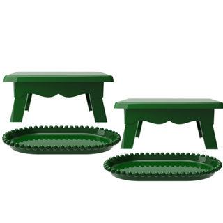 Kit com 2 bandejas perola 20x13cm e 2 mesinhas para doces em Oferta na Shopee