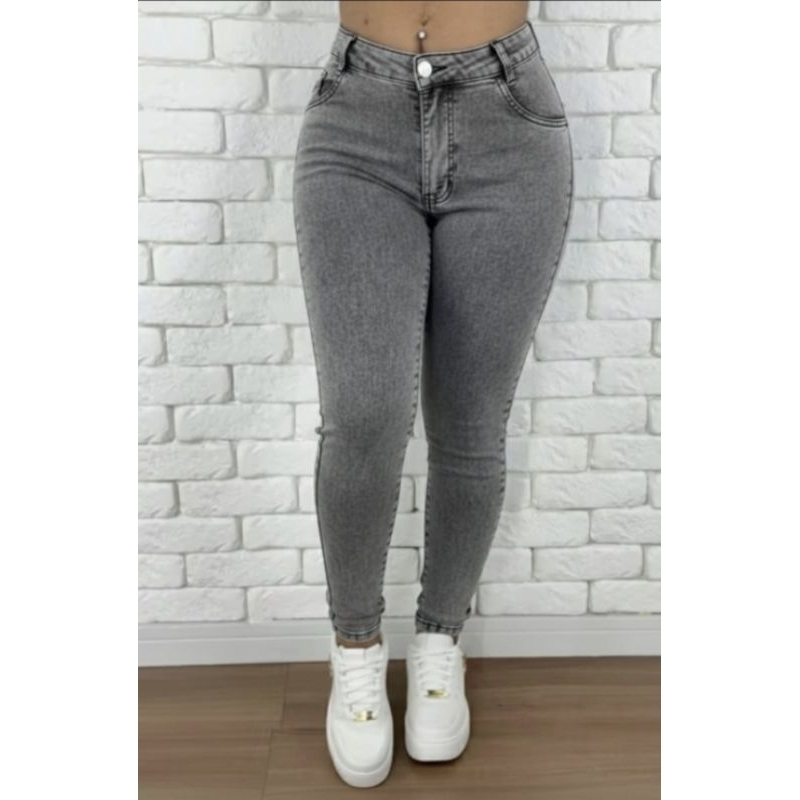 Calça Jeans Feminina Skinny com laycla Marmorizada Grafite em Oferta na Shopee