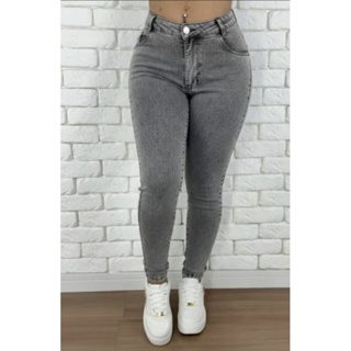 Calça Jeans Feminina Skinny com laycla Marmorizada Grafite em Oferta na Shopee