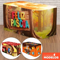 Capa de Mesa Festa Decoração Páscoa Forro Sublimado Em tecido Veste Fácil