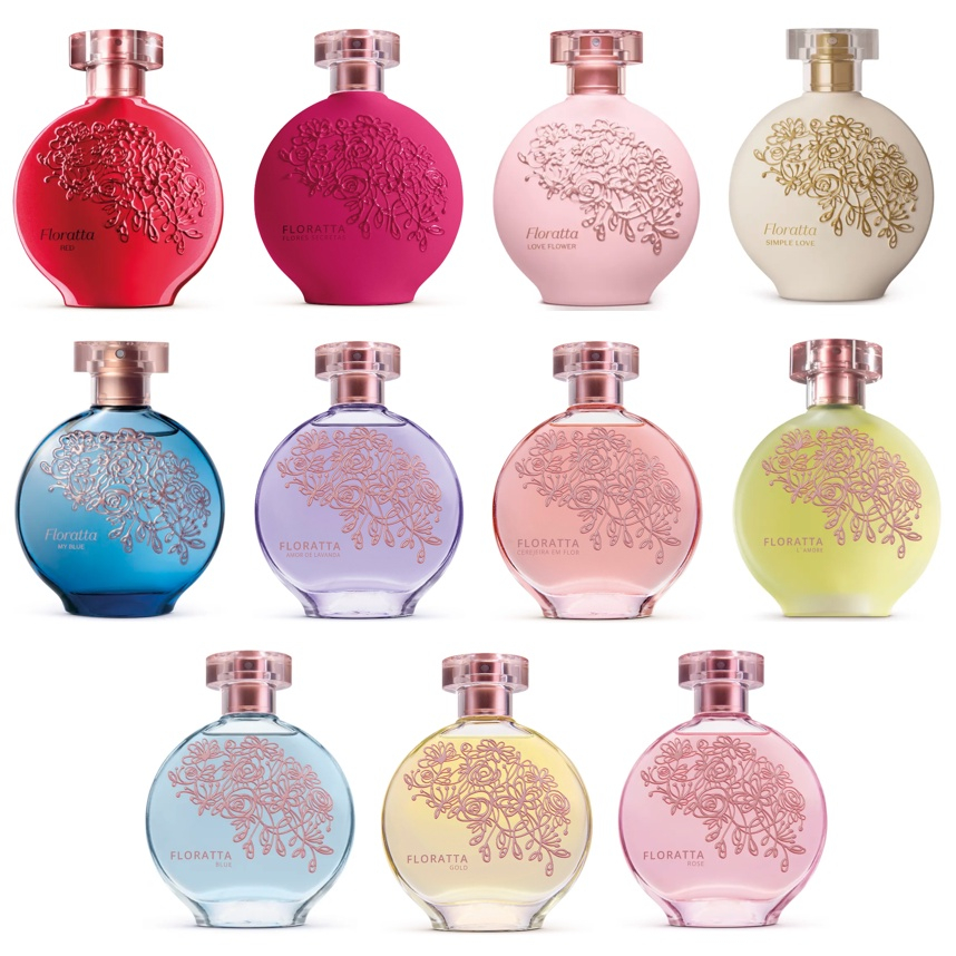 Floratta Côlonia 75ml | Red & Blossom | Blue & My Blue | Gold | Rose | Flores Secretas | Cerejeira | Simple Love |