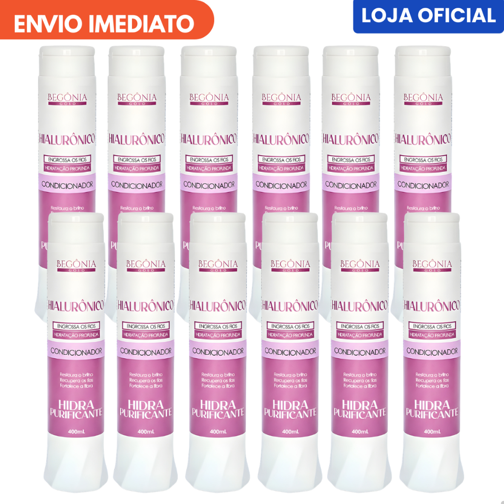 KIT Condicionador Begonia Gold Hialurônico 400ml 3 Unds