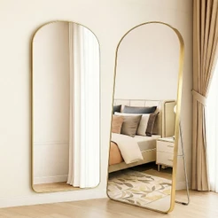 Espelho Lopazzi Corpo Inteiro Base Reta 170x70cm Magnus Orgânico Retangular Oval Dourado Com Suporte de Chão