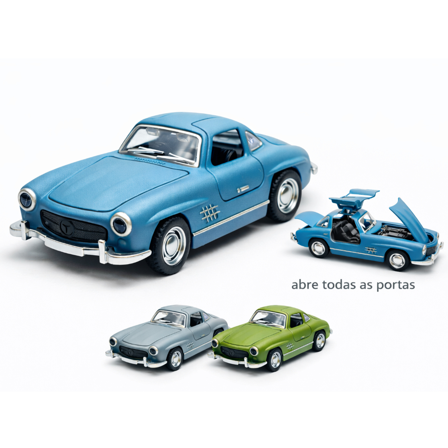 Miniatura Mercedes 300 SL 1:34 Metal Asa de Gaivota Colecionável Clássico Luxo