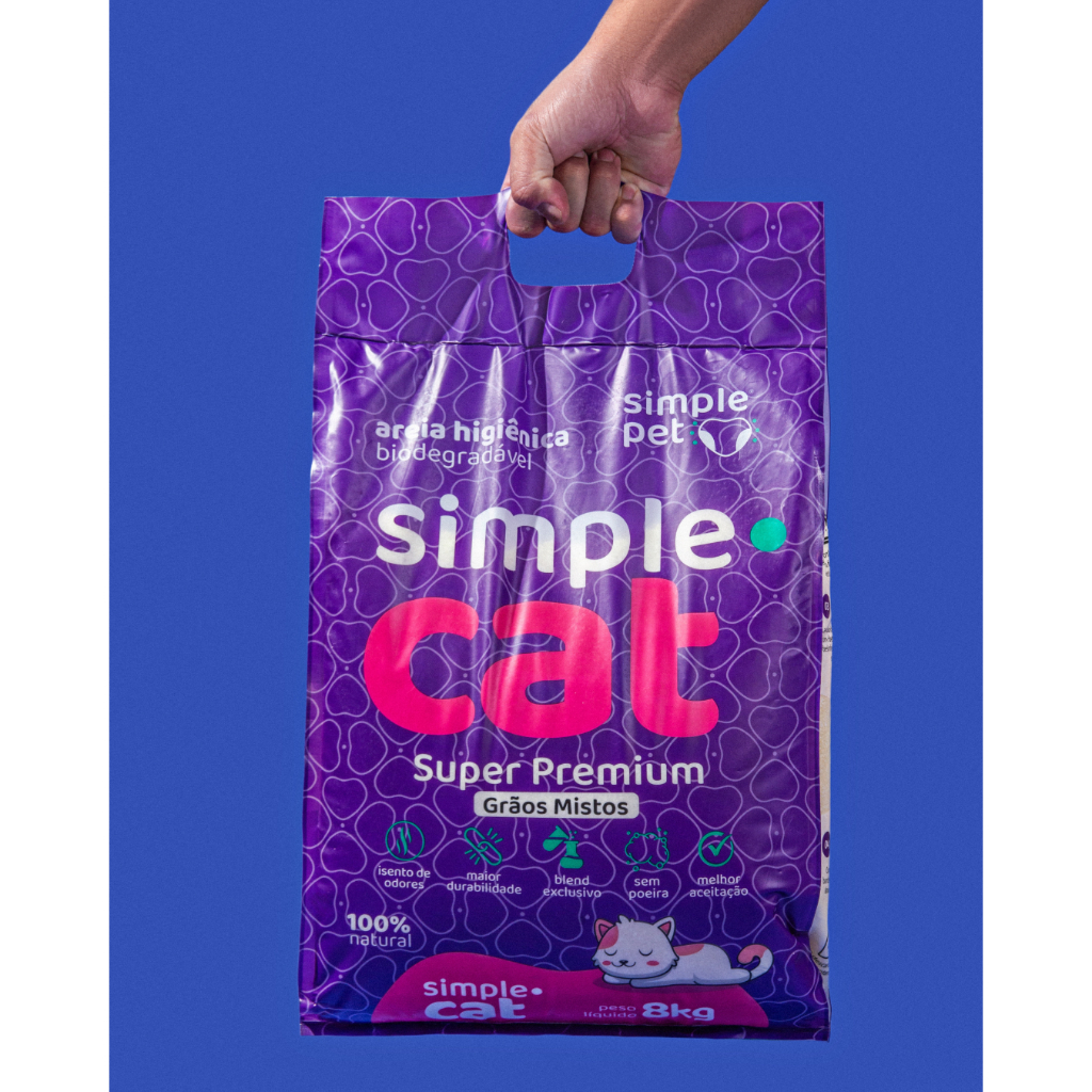 Areia Higiênica para Gatos 8kg – Simple Cat Grãos Mistos Biodegradável