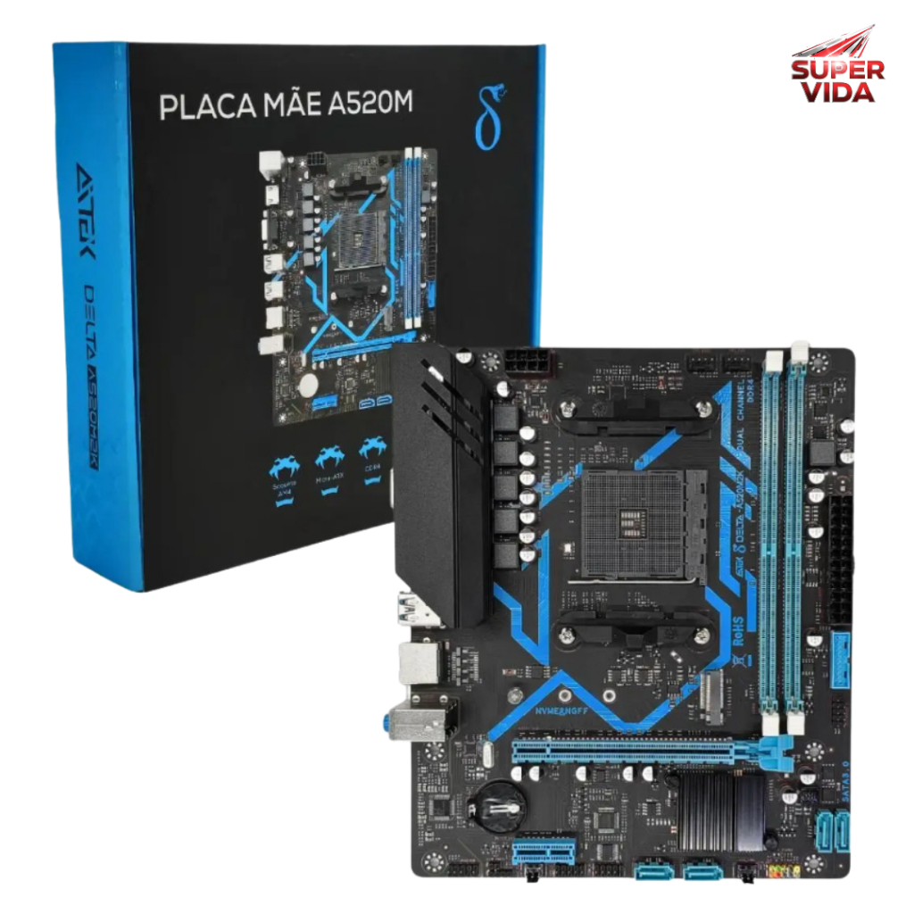 Placa-Mãe Delta A520M2K para AMD Ryzen 3000/4000/5000 DDR4 SSD M.2