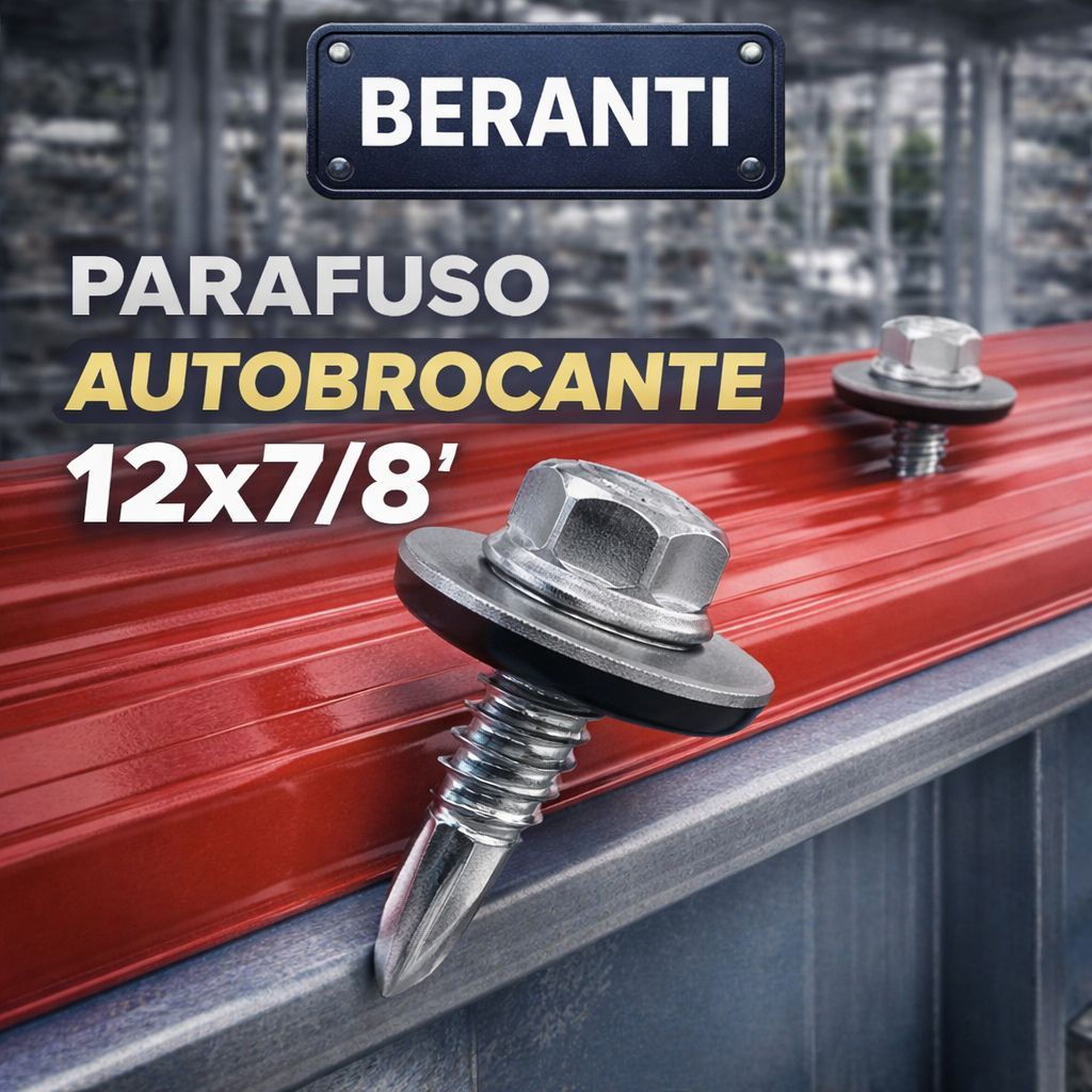 Parafuso Autobrocante 12x7/8 5,5x22mm Costura com Vedação para Telha - 100 Unidades