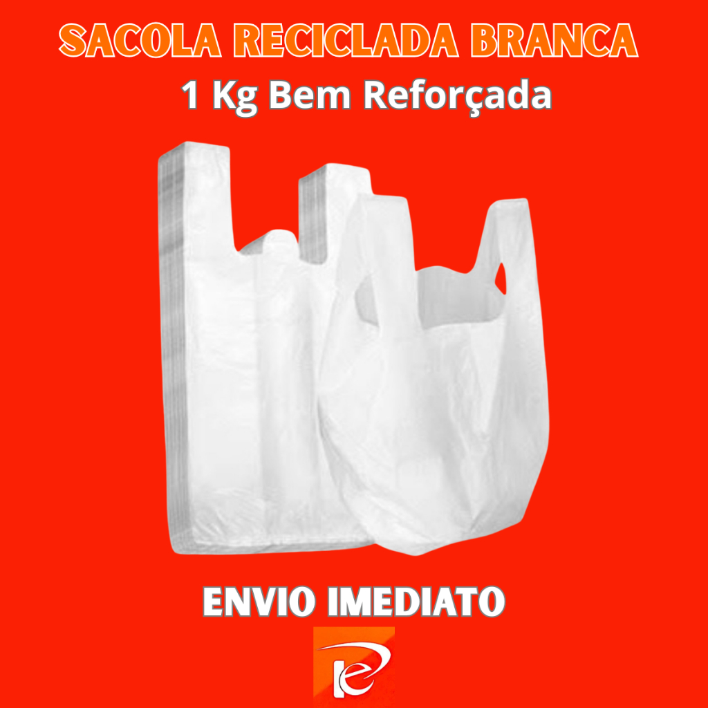 Sacola Reciclada Branca 1 Kg Bem Reforçada Forte Sacolinha Multiuso Mercado Açougue 5kg Atacado