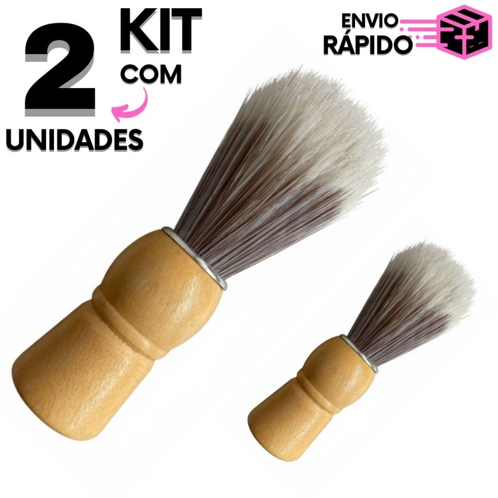 Kit 2 Pincel de Barbear Profissional Macio Masculino Barba