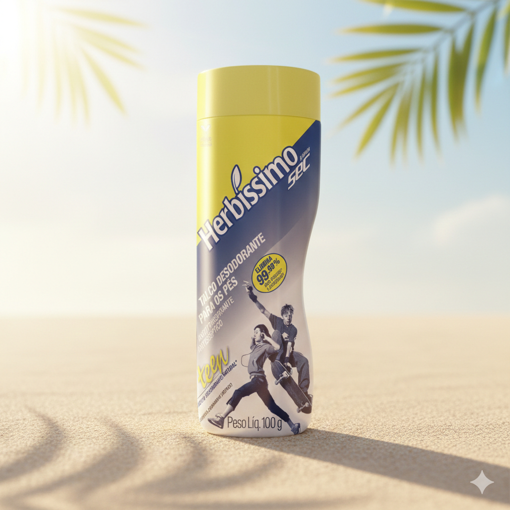 Talco Desodorante para os pés Herbíssimo Sec Teen 100g em Oferta na Shopee