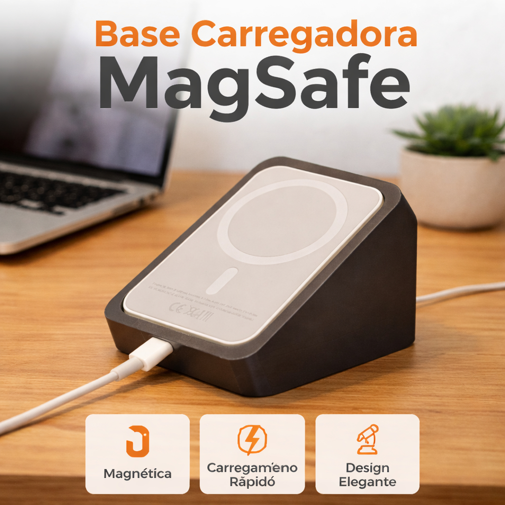 Suporte para Base Carregadora Magnética de iPhone – Suporte Inclinado, Compacto, Seguro e de Alta Performance