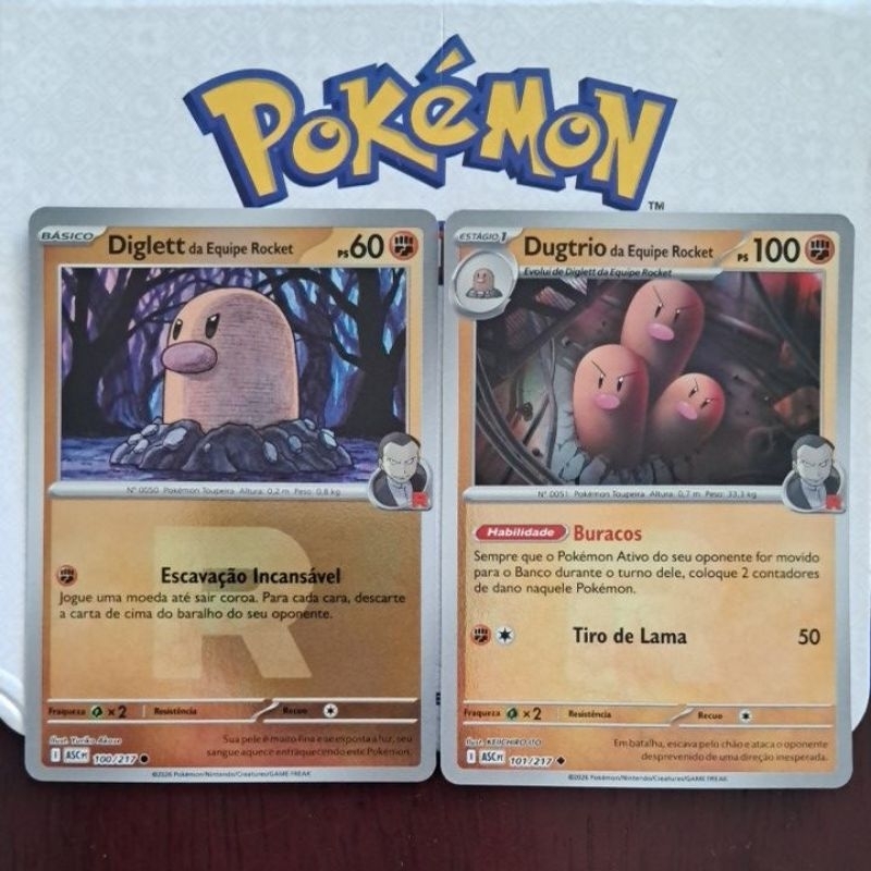 Carta Card Pokémon Diglett Dugtrio Da Equipe Rocket Reverse Foil Heróis Excelsos