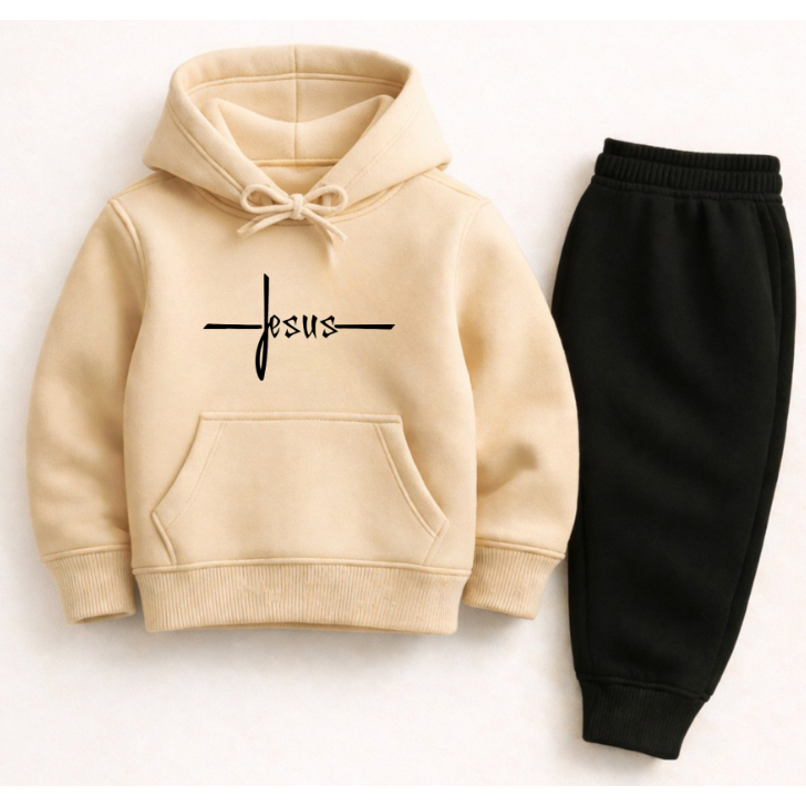 Conjunto De Moletom Infantil Estampado Jesus Blusa e Calça Premium