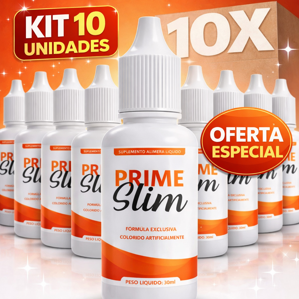 Kit com 10 Picolinato de Cromo Gotas PrimeSlim Suplemento Alimentar de Cromo Sabor Menta 30ml 10 Unidades