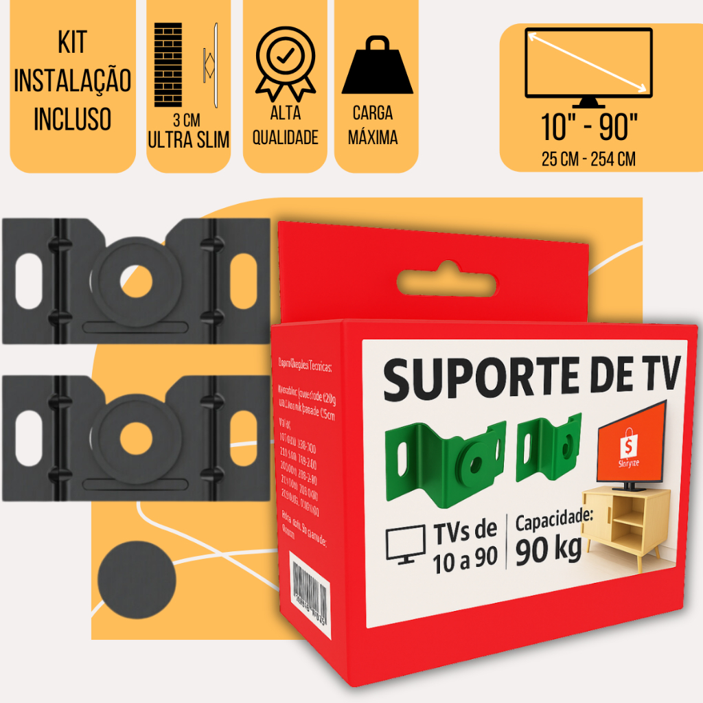Suporte Fixo de Parede Universal TV 10 a 100 Pol - Compatível Padrão VESA em Oferta na Shopee