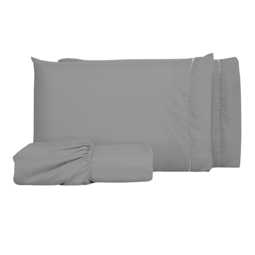 Kit Jogo de Lençol 3 peças 400 Fios Ponto Palito Cama Solteiro Casal Queen King Berço em Oferta na Shopee