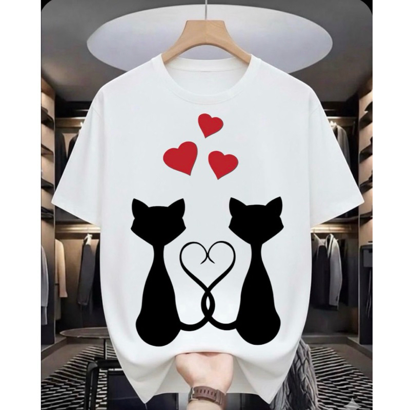 camiseta estampada gatos fofo tecido 100% algodão unissex