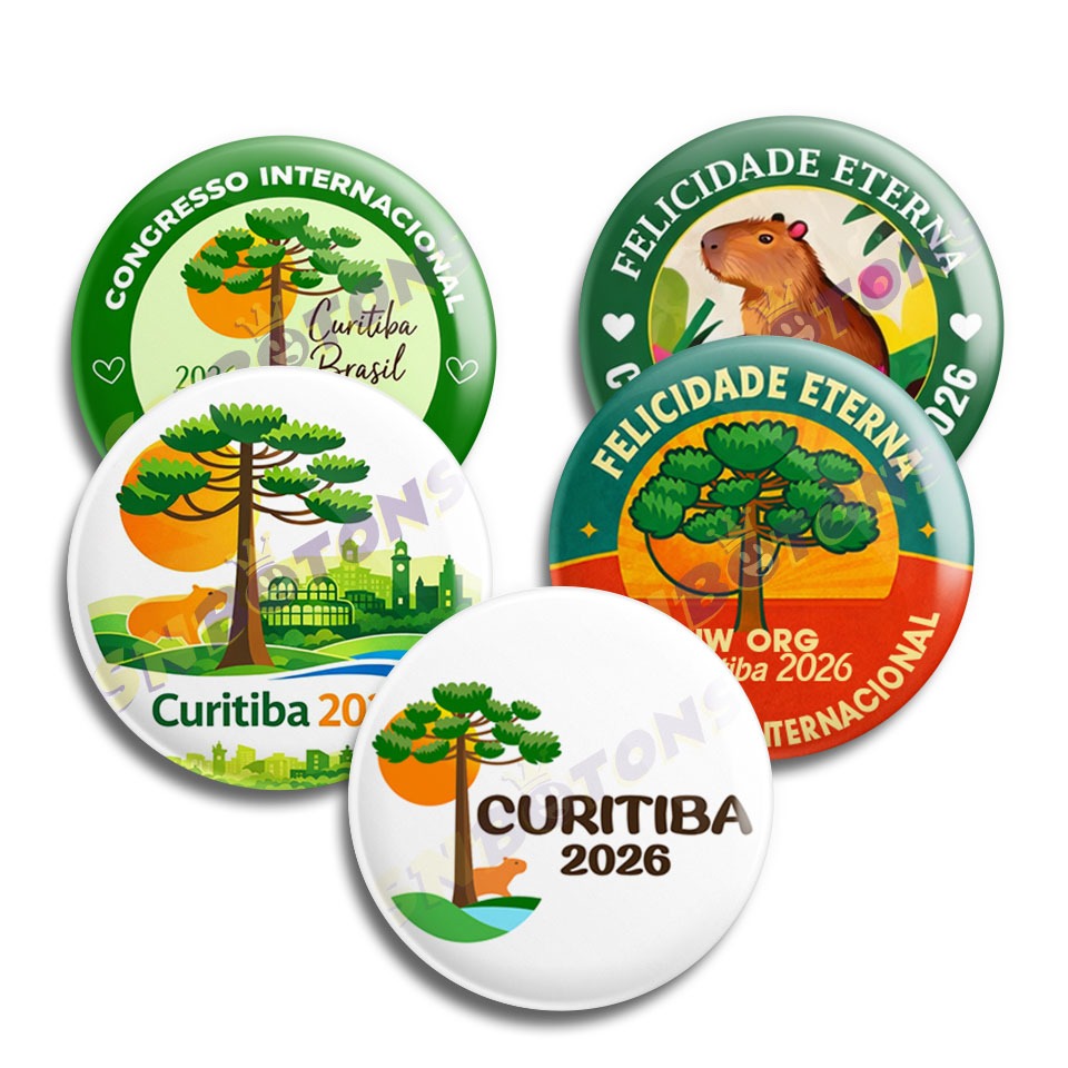 Até 15 Botons Bottons Congresso internacional Felicidade eterna Curitiba 2026 jw org Broche Alfinete personalizado