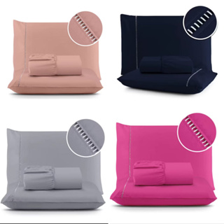 Jogo de Lençol com Ponto Palito 400 Fios Toque Macio em Oferta na Shopee