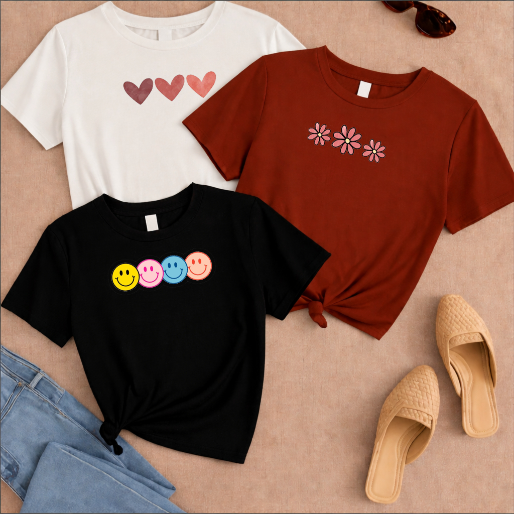 kit 3 Camisetas Algodão Infantil Juvenil Manga Curta Criança Menina Camisa Algodão