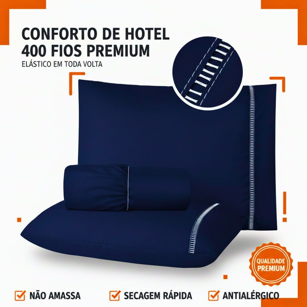 Jogo de Lençol Micropercal Premium com Elástico Fronha Ponto Palito Berço, Solteiro, Casal e Queen 2 e 3 peças