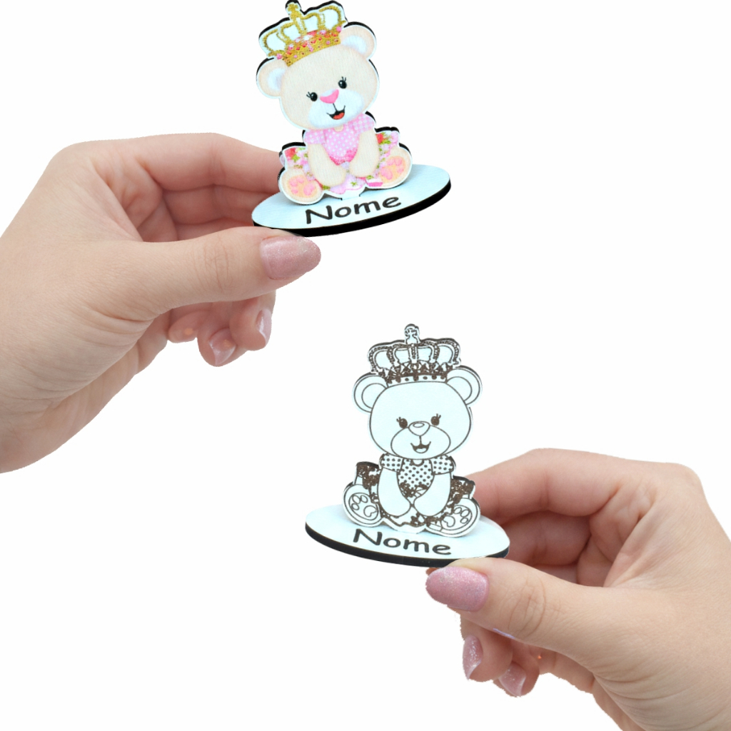 50 Und Lembrancinhas Ursinha Princesa Personalizada MDF 3mm