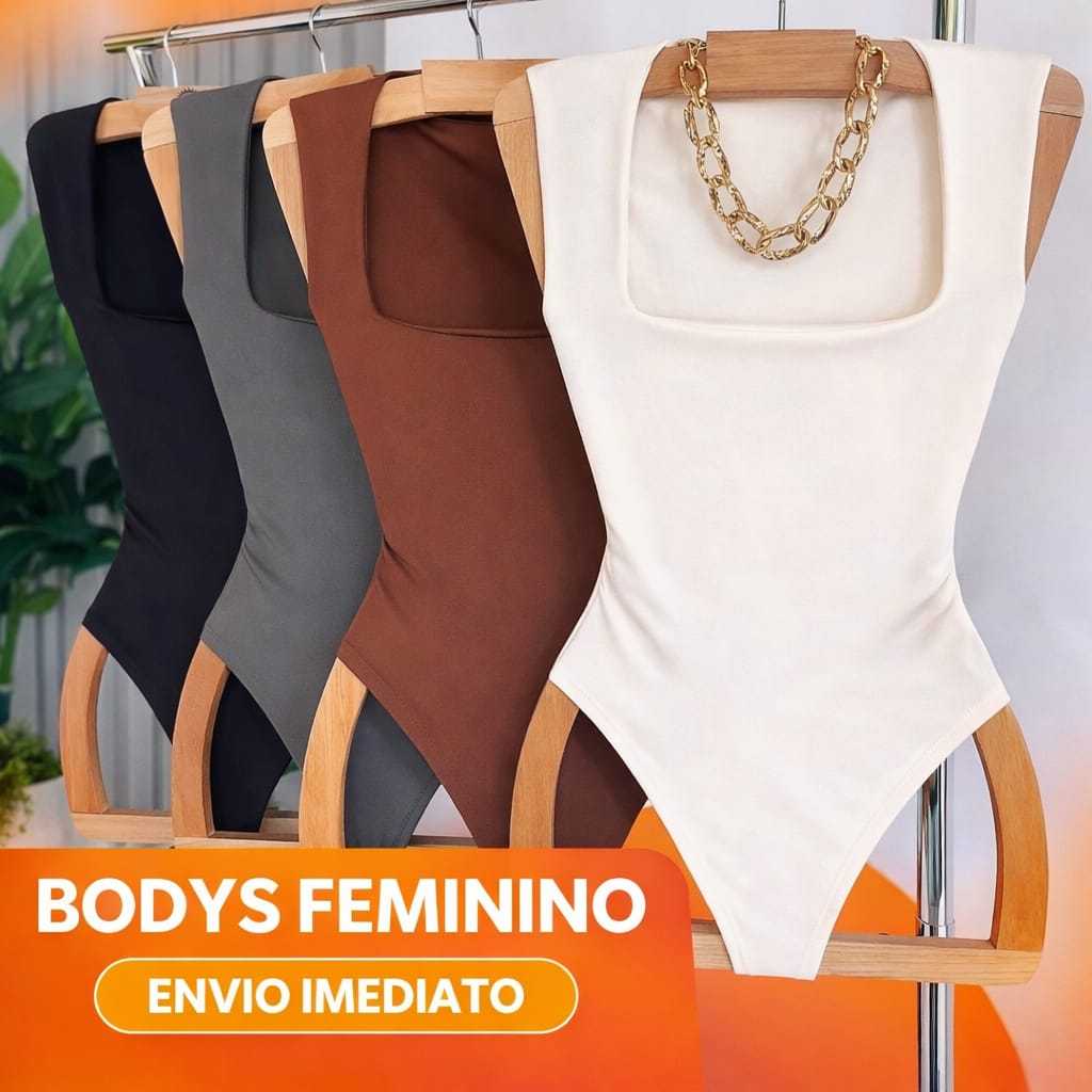Kit 2 Body Feminino Conforto Suplex Regata Alças Grossas Forro Duplo Decote Quadrado Casual Elegante