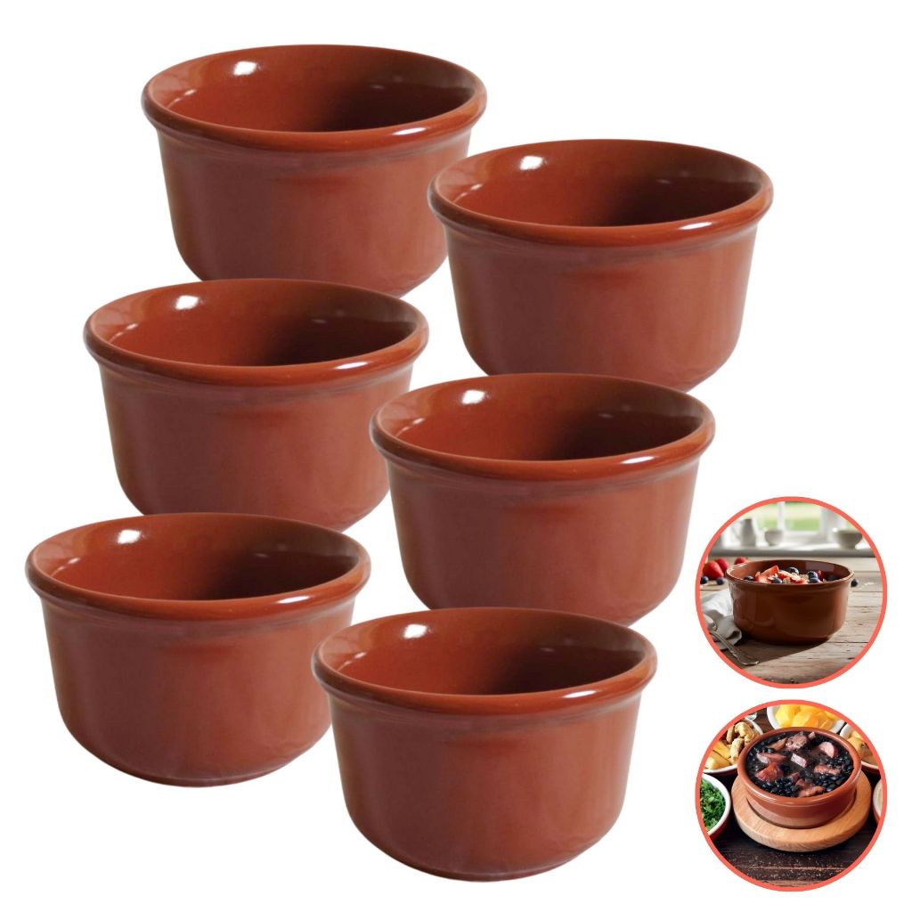 Kit 6 Cumbucas Tigela Barro Cerâmica Bowl Feijoada Caldo Sopa Refratarias Restaurantes Açaí Sobremesa Utensílio