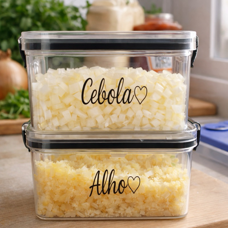 Pote Hermético  com Trava – Porta Alho, Cebola, Tomate, azeitona e Pimentão | Organização de Cozinha