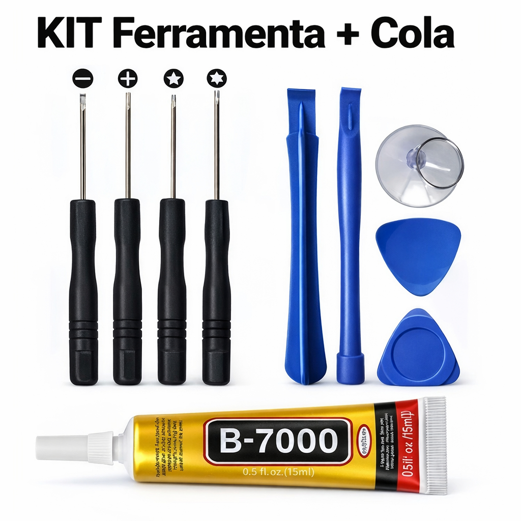 Kit Troca Tela Celular + Cola B7000 e T7000 Original Abrir Display Assistência Técnica