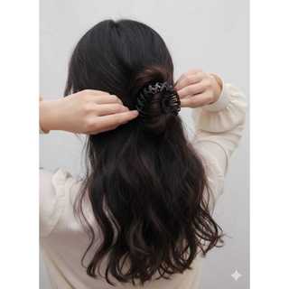 Presilha Espiral Coque Feminino Preto | Clip Envolvedor Firme para Cabelo | Acessório Elegante