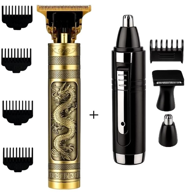kit Kemei 6511 + máquina dragão cortar cabelo Barba Barbeador Nariz Profissional Recarregável USB em Oferta na Shopee