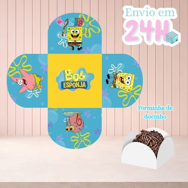 Forminha de Doces Personalizada no Tema Bob Esponja /Lembrancinha de Festa/ Aniversário ENVIO EM 24HR
