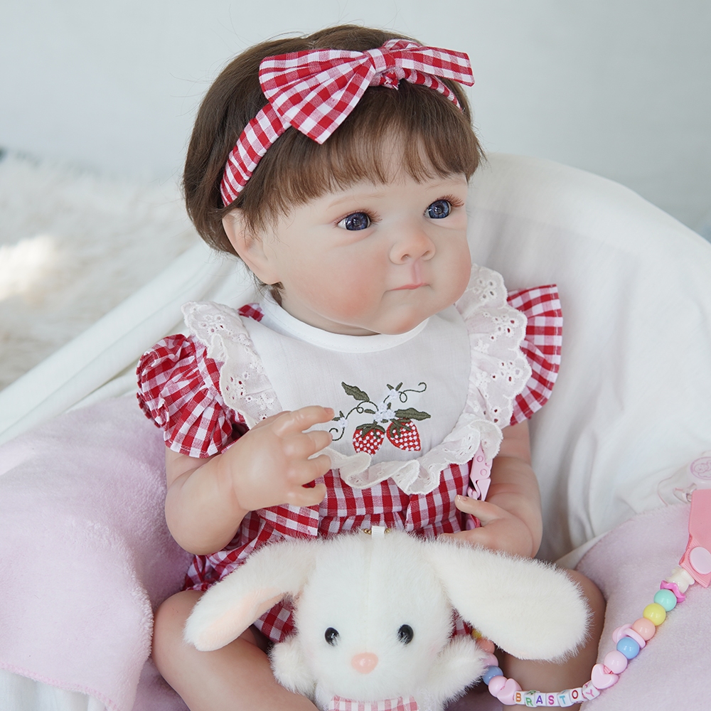 Novos Bebê Reborn Boneca Silicone 48cm Menina Realista Olho Azul Com Muitas Veias Detalhadas Pode dar Banho em Oferta na Shopee