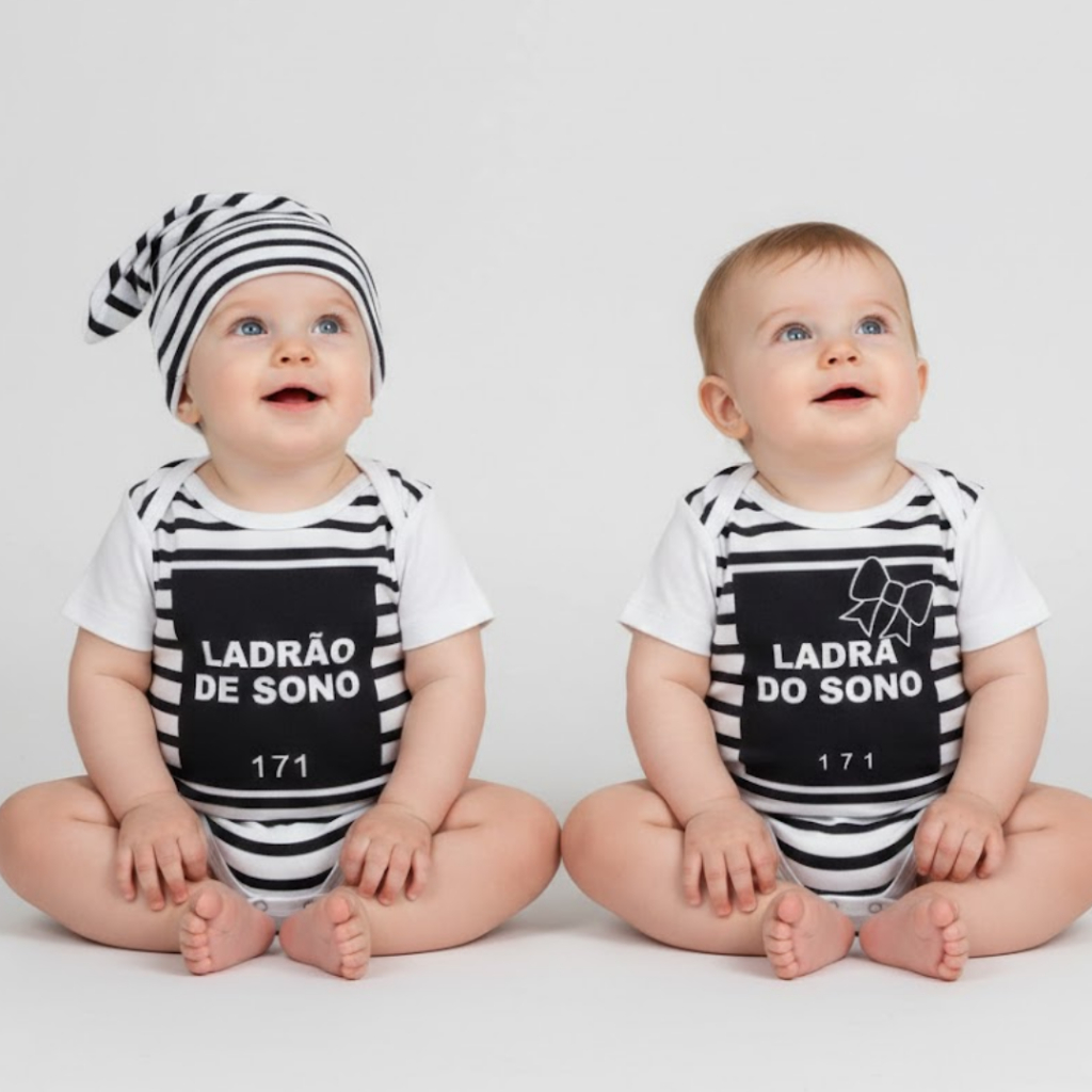 Body Bebê Temático Mesversário Ladrão do sono - Manga Curta - 100% Algodão em Oferta na Shopee