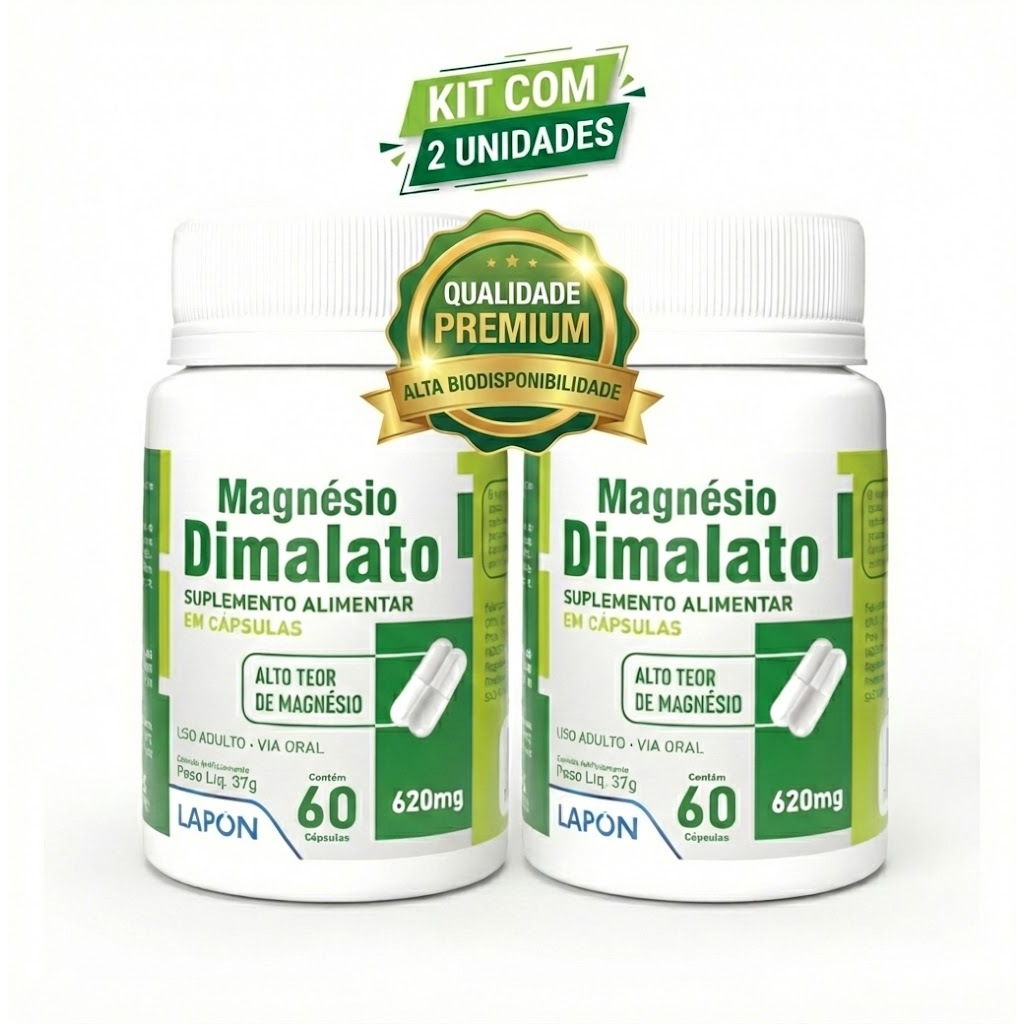 Kit 2 Suplementos Magnésio Dimalato Lapon 60 Cáps Cloreto de Magnésio Óxido de Magnésio em Oferta na Shopee