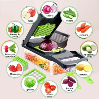 Fatiador de Legumes 16 em 1 Cortador Ralador Picador Multifuncional Cozinha com Lâminas Inox em Oferta na Shopee