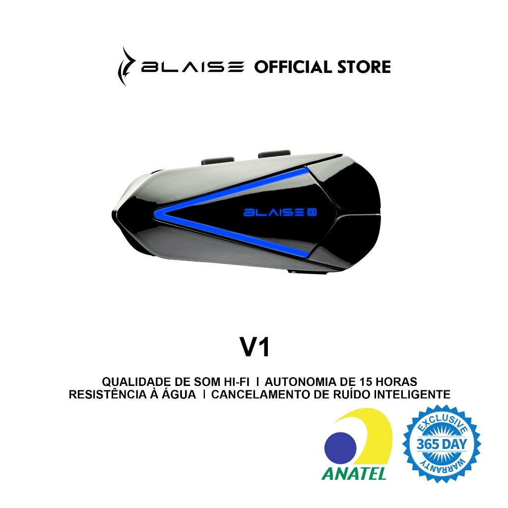 Blaise V1Fone de Ouvido Capacete Blaise/Luzes RGB ambiente/ IPX6/Assistente de voz AI offline
